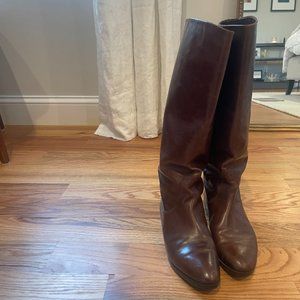 Pre-Owned GUCCI Brown Leather Riding Boots (Size 8 / 37)